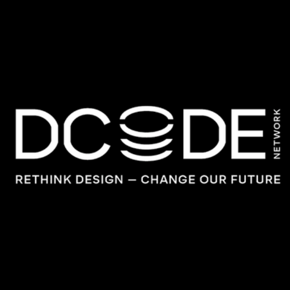 DCODE-logo, met als slogan: rethink design, change our future