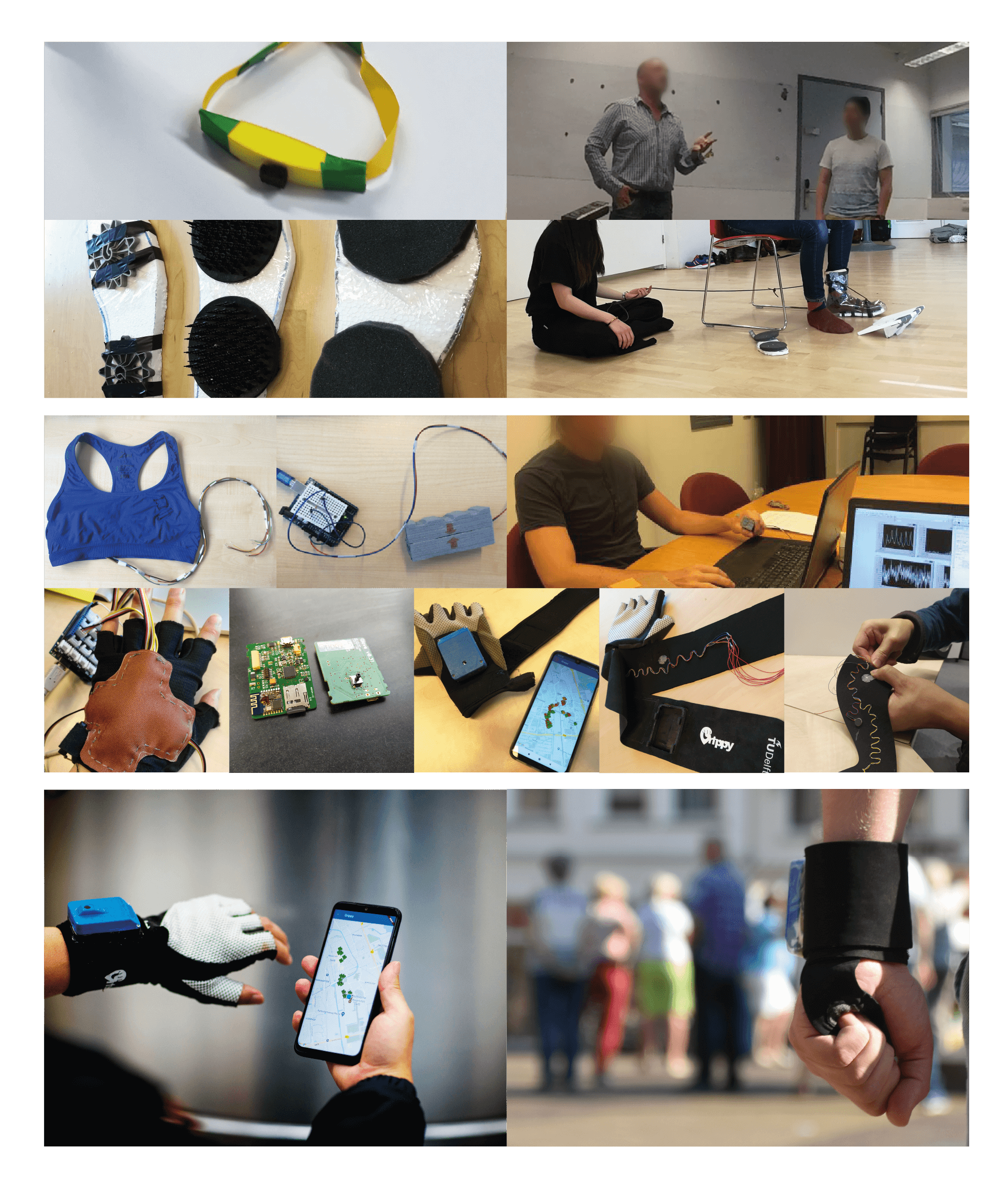 Impression of the glove in action during research experiments in the lab, with test subjects.