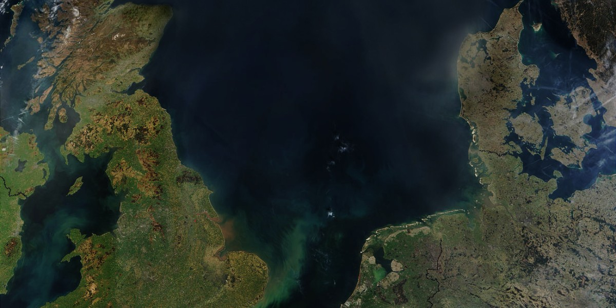 Satellietfoto van de Noordzee