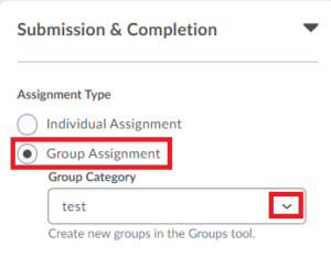 under "submission and completion" you can select "group assignment" and select the group category
