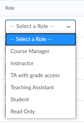 Choose the right role in the drop-down menu
