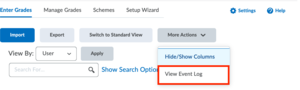 Find the "View Event Log" button under "More Actions"