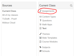 Find the "Assignments" button in the "Current class" column