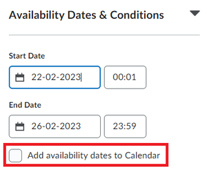select the box to add dates to calendar