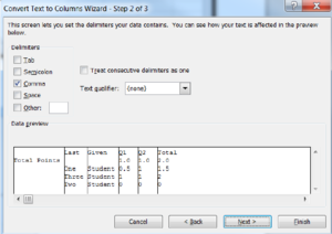 Step 2 of the Convert Text to Columns Wizard