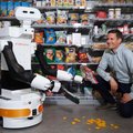 Shelf-stocking robot working independently