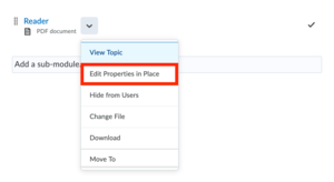 Find "Edit properties in Place" under the arrow next to the content item