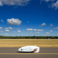 Students from Delft and Amsterdam testing high-tech bicycle on F-16 runway